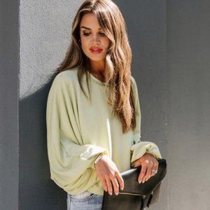 Vici Green Top Sweatshirt Balloon Sleeves Small